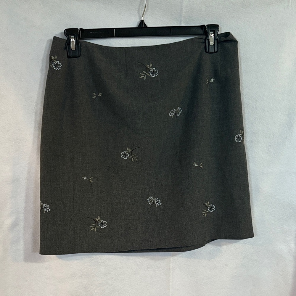 Ann Taylor Charcoal Floral Pencil Skirt